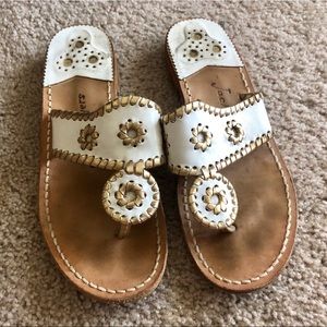 White / Gold Jack Rogers Flip Flops